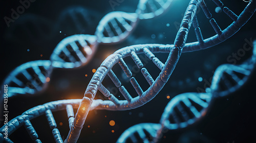 Abstract 3d rendering of intertwined dna double helix strands
