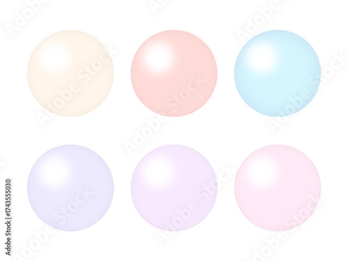Perl icons isolated on transparent background. Colorful beads for decoration. Vector illustration