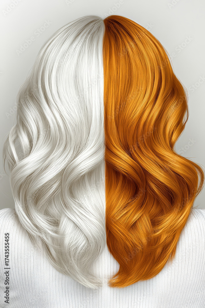 Naklejka premium woman with white and orange hair