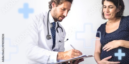 Obraz na płótnie Pregnant woman having fetal monitoring by doctor