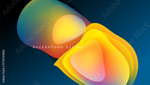 Abstract colorful layers overlap, creating dynamic visual effect. Dark background emphasizes vibrant hues, smooth gradients.