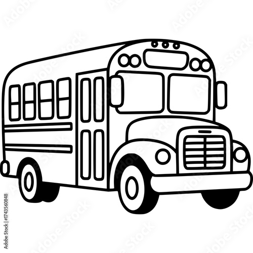 School Bus Icon: Simple outlined illustration of a yellow school bus, conveying the essence of school transportation and the journey of learning