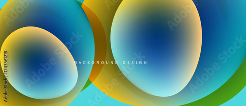 Abstract colorful circles overlap, creating vibrant gradients. Modern design elements suggest dynamic visual experience. Smooth transitions dominate composition.