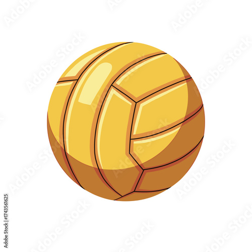 Yellow volleyball for team sport with detailed seams on white background. This yellow volleyball is used in team sport to boost a physical lifestyle.