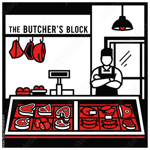 Meat Shop icon flat vector design.