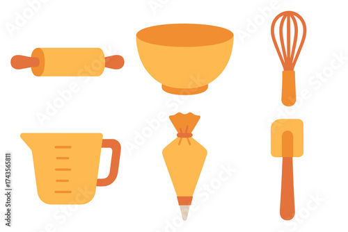 Essential kitchen utensils and equipment set for baking and pastry making