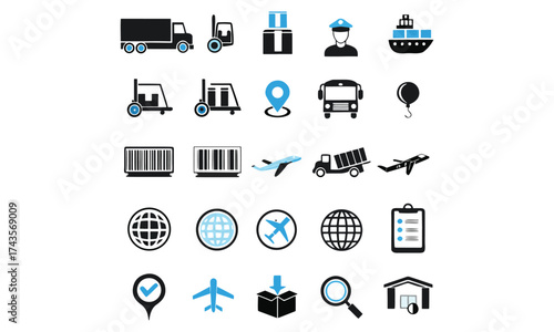Logistics & Delivery Icon Set | Shipping, Supply Chain, Air Freight & Warehouse Graphics
