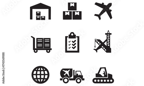 Logistics & Delivery Icon Set | Shipping, Supply Chain, Air Freight & Warehouse Graphics