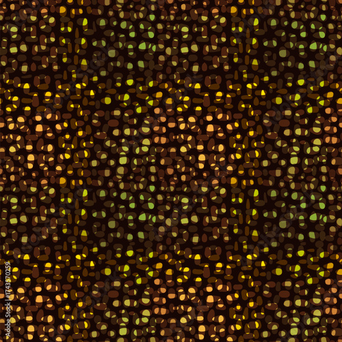 Seamless vector pattern with hand drawn rounded strokes, spots in earthy brown colors for fabric design and backgrounds