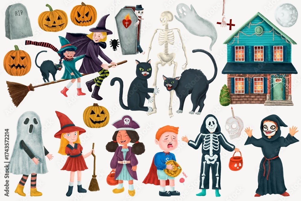 Naklejka premium Happy Halloween element set