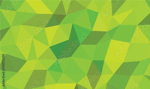 Lime polygonal mosaic creates a vibrant geometric surface with transparent background