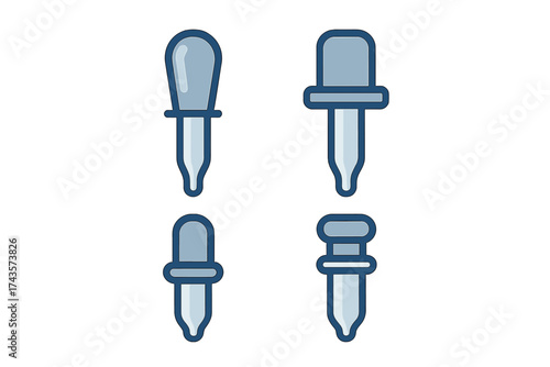 Four distinct designs of essential laboratory and medical pipettes used for liquid measurement
