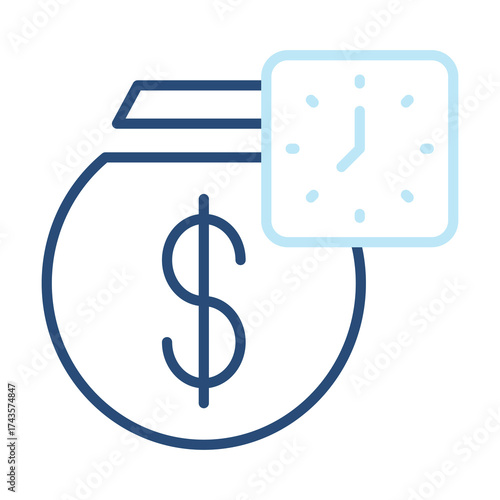 Deposit Icon Color Outline Style. Vector Illustration Design