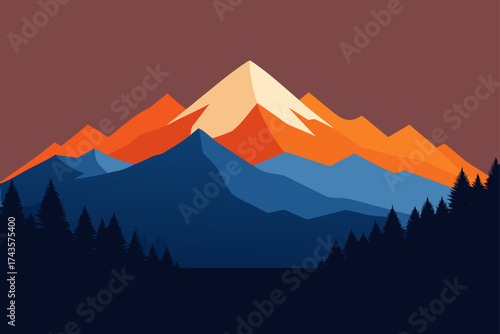 Landscape view of mountains and forest illustration