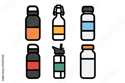 Variety of beverage bottles and containers for sports and daily hydration