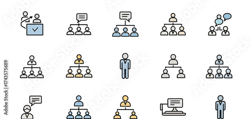 Organizational Structure and Teamwork Icons.