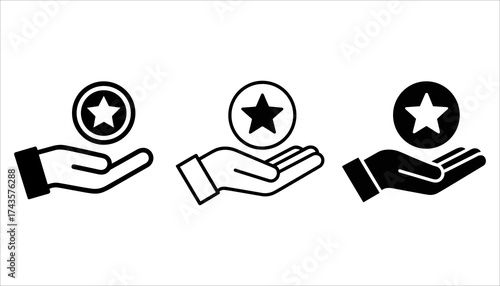 Hand Holding Star Icon, Quality Rating and Customer Review Vector, Customer Satisfaction and Feedback Concept, Star in Hand Illustration, Recognition and Excellence Symbol, Hand with Star Rating .