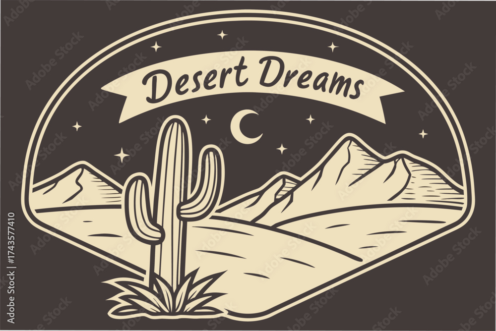 Fototapeta premium a-vintage-inspired-badge-design-featuring-a-desert(1).eps