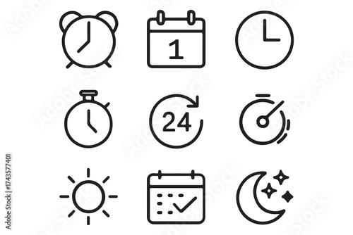Time and Calendar Icons Set
