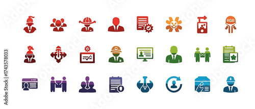 Human Resources and Business Management Icons Set.