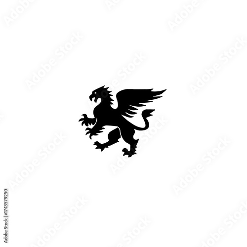 Silhouette of a heraldic griffin, a mythical creature with eagle and lion features