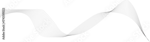 White paper clip and ribbon on white background with blue and gray vector waves design and line texture for business illustration backdrop