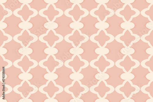 Repeating quatrefoil pattern in peach and cream hues
