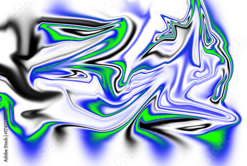 Abstract swirling blue green and white liquid art