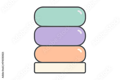 Stacked colorful rounded rectangular shapes forming a vertical list or infographic element