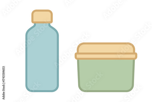 Minimalist reusable water bottle and food storage container design for sustainability