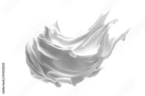 White whipped cream swirl isolated on transparent background. Whipped cream isolated on white background.