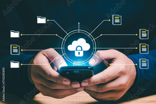 Secure cloud storage mobile phone data protection online file management system user interface technology