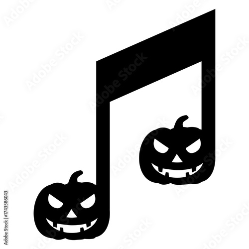 Logo nota musical con silueta de calabaza de Halloween para tarjetas y felicitaciones 