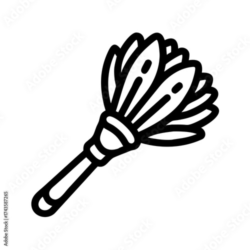 Cleaning tool icon with feather duster design in minimalist style  