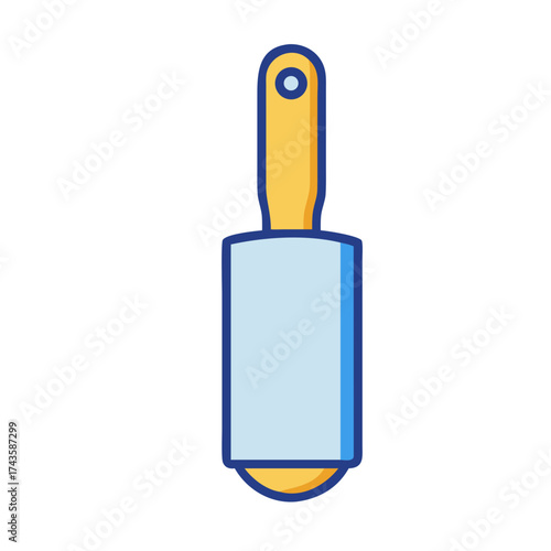 Lint roller icon with yellow handle and blue accents for cleaning  