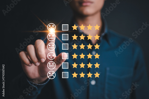Customer satisfaction survey rating feedback online review experience user interface design concept digital