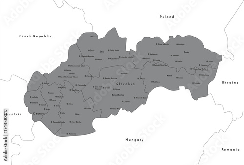 Slovakia map administrative divisions vector illust