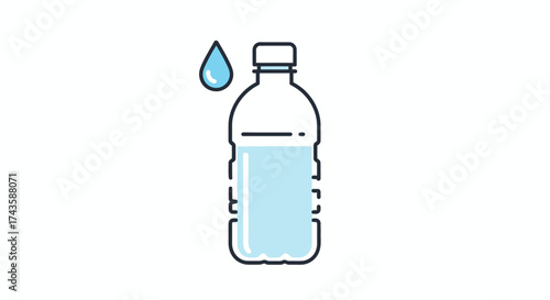 Refreshing hydration: a minimalist water bottle illustration promoting health and wellness