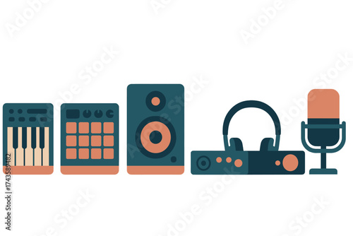 Professional audio recording and music production studio equipment collection