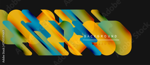 Abstract colorful layers overlap, creating dynamic visual effect. Gradient hues blend, forming modern background design.