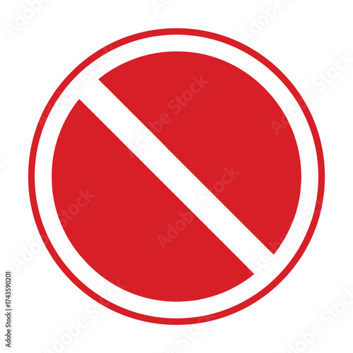 Red circle with diagonal slash prohibition symbol for no entry or forbidden actions vector