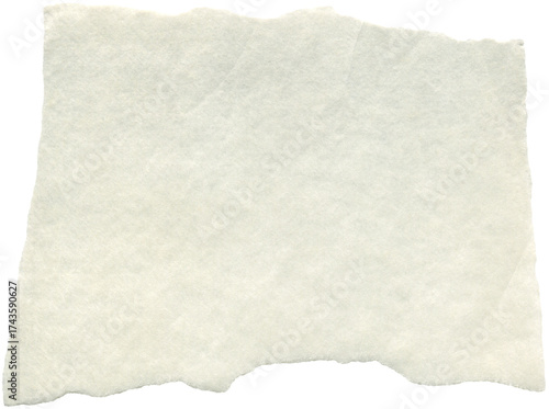 White real torn crumpled tracing paper for used as background or backdrop. Beige, creamy, ecru, ivory rice washi paper with torn edges for DIY projects, scrapbooking, paper collage making