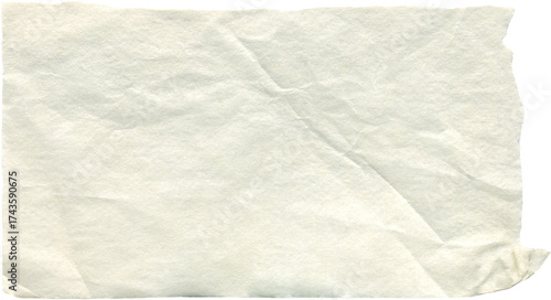 Crumpled tracing realistic white paper with torn edges. Rice washi paper for DIY projects, scrapbooking and collage