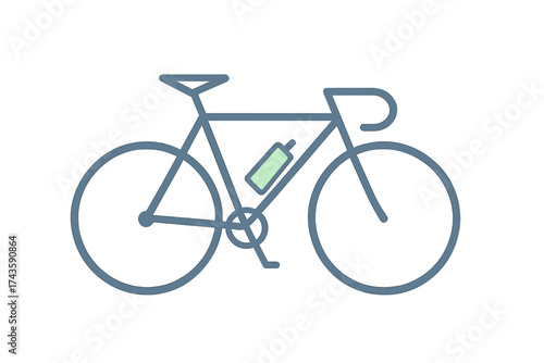 Modern electric road bike outline with battery attached to the frame