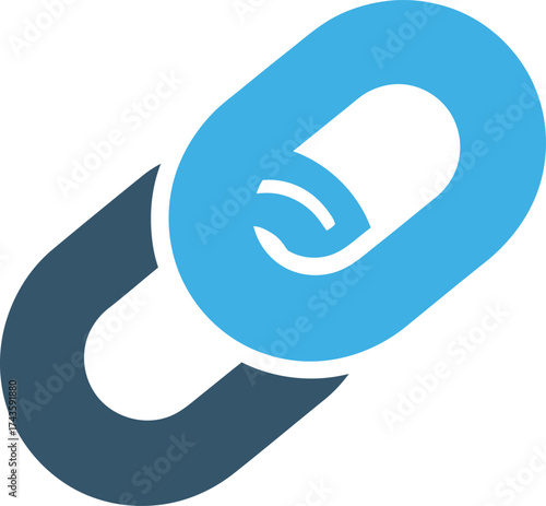 Blue Chain Link Symbolizing Connection and Unity.