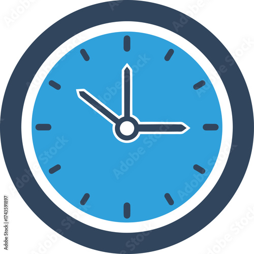 Blue clock showing time perfect for time management and scheduling.