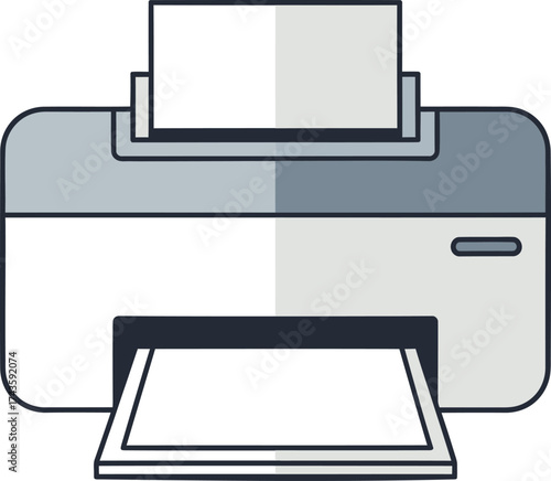 Flat Design Office Printer Vector Graphic Illustration.