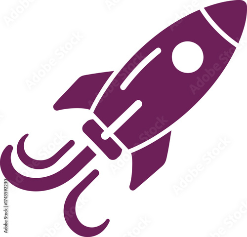 Purple Rocket Illustration A Symbol of Space Exploration and Innovation.