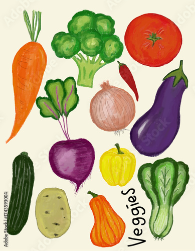 Colorful Vegetable Illustration cute art
