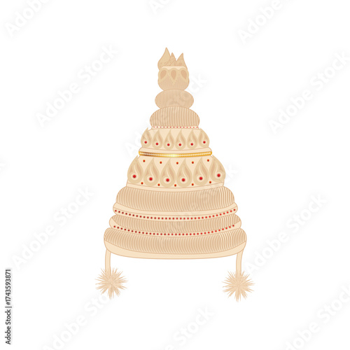 Elegant Bengali wedding Groom topor with Ornate Design, Bengali wedding topor vector design png , Topor Mukut of Groom for Bengali Wedding illustration Png 